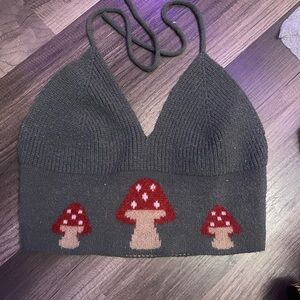 Gray Mushroom Knit Top